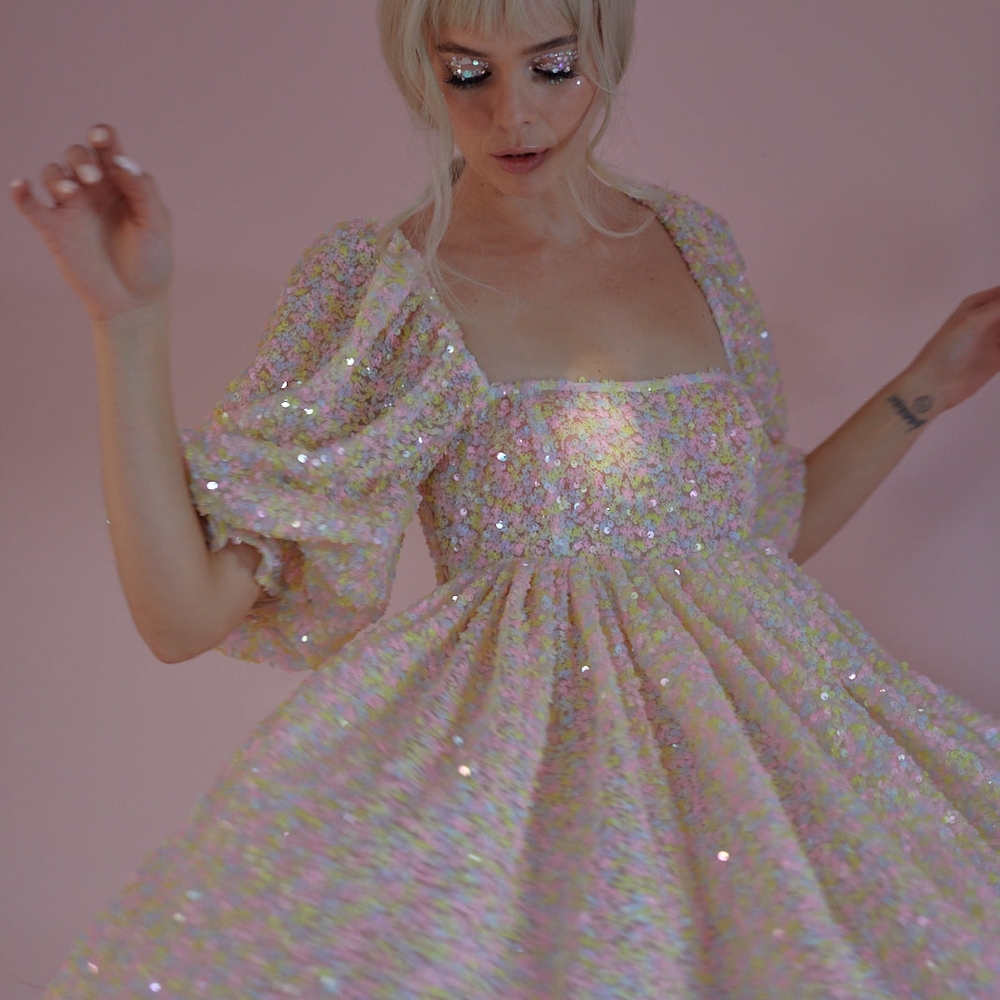 Selkie Pastel Sequin Midi Dress